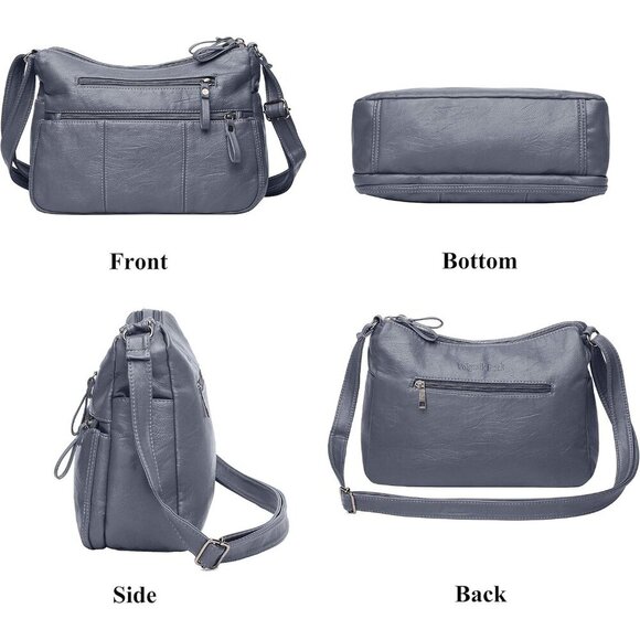 🆕 Volganik Rock PU Leather Shoulder Bag Women Grey Soft Pocketbooks Purse - Picture 4 of 7